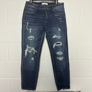 Kancan Jeans Womens 9 28‎ Dark Wash Distressed Ripped Boyfriend Jeans KC71740